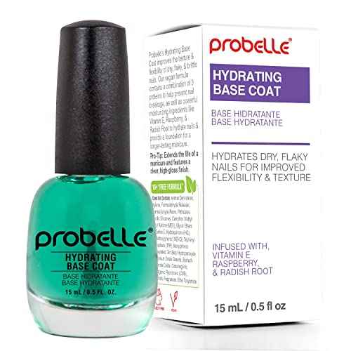 Probelle Hydrating Base Coat for Dry and Brittle Nails, Instant Moisturizer, Nourishes and Soothes Nails with a Healthy Glow, Extends Polish Life, Ideal for Dehydrated, Rough, Breaking Nails