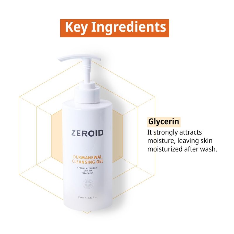 ZEROID | Dermanewal Cleansing Gel | Hydrating Face and Body Wash | Moisturizing Korean Shower Gel | Body Care for Women & Men | Korean Bath Products | Body Care Skin Treatments | 15.22 fl oz (450ml)
