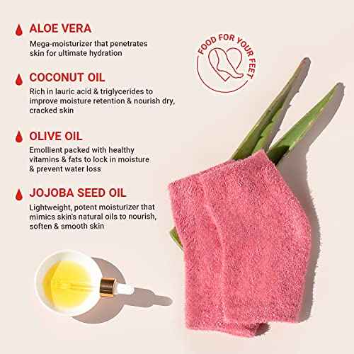 Benefeet Toeless Aloe Moisturizing Heel Socks - Effective Overnight Foot Rejuvenation, Targeted Hydration to Soften Dry Skin, Infused w/Coconut Oil, Aloe + Jojoba Seed Oil, 1 Pair (1 Pack)