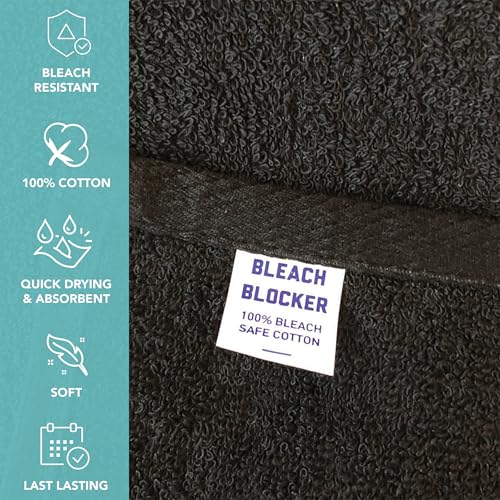 Arkwright Bleach Proof Salon Towels - Pack of 12 - Highly Absorbent, 100% Cotton, Quick Dry Spa Face Towel for Hair Stylist, Barber, Pedicure, and Esthetician, 16 x 27 in, Black