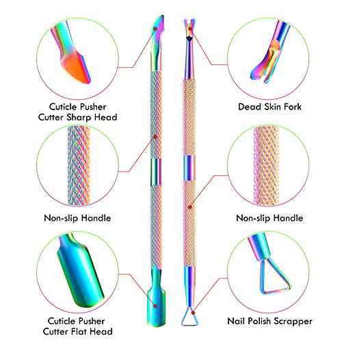 Cuticle Trimmer Cuticle Remover with Cuticle Pusher, XUNXMAS Professional Stainless Steel Durable Pedicure Manicure Tools Cutter Nipper Scissor Clipper for Fingernails and Toenails Dead Skin