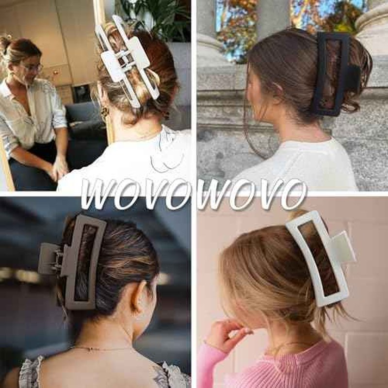 3Pcs Jumbo Hair Claw Clips for Thick Hair, 5 Inches Extra Large Non-Slip Hair Claws Rectangle Hair Clips for Buns Ponytails Strong Hold Hair Accessories for Women Girls