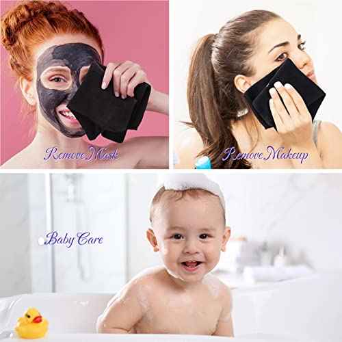 Macarrie 48 Pcs Makeup Towels Gifts Bulk for Women Christmas Teacher Employee 12 x 12 Inch Make up Cloth Microfiber Wash Cloth Reusable Remover Face Skin Cleaning Soft Absorbent Spa Facial(Black)