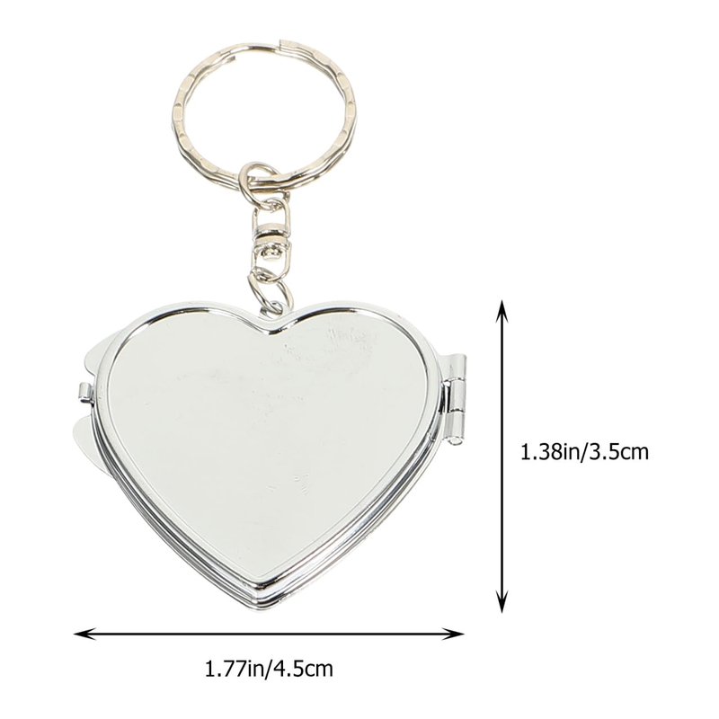 Balacoo 20 Pcs Sublimation Blank Pocket Makeup Mirrors: Folding Heart Shaped Mirror Keychain - Double Sided for Travel, Handbag, Purse - 1.77 × 1.38 Inch