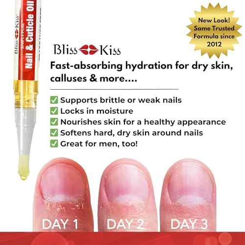 Bliss Kiss | Fragrance Free 4 Nail Oil Cuticle Pens w/Vitamin E & Jojoba?Nail Strengthener Nail Growth and Strengthening Serum for Brittle, Peeling, Breaking, Thin nails