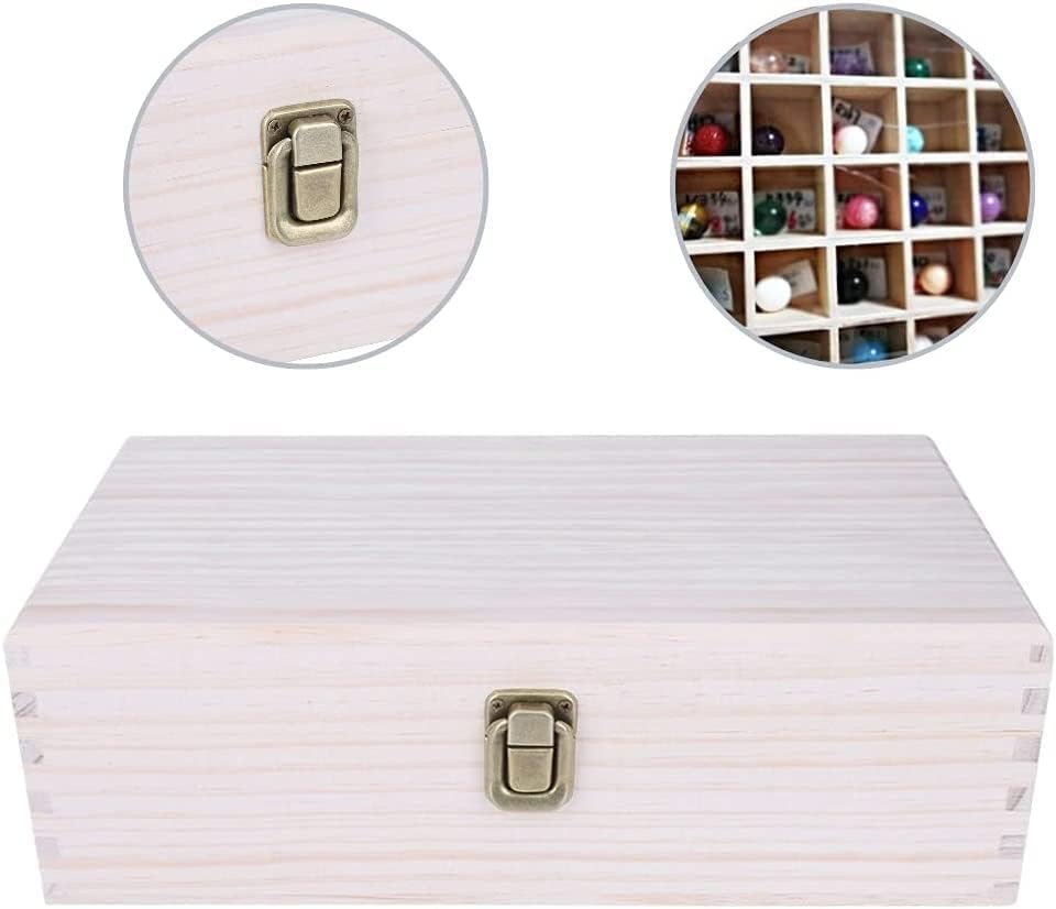 Essential Oil Storage Box - Wooden Organizer with 32 Slots for 5-15 ml Bottles | Nail Polish Display Holder
