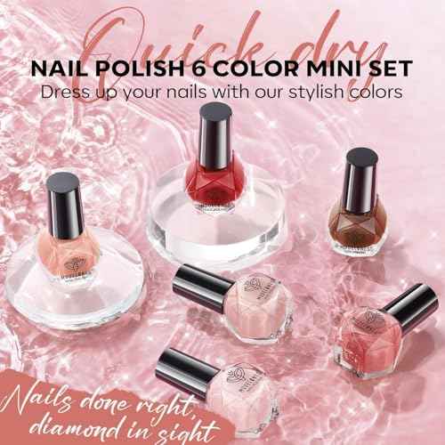 modelones Jelly Nail Polish of 6 Colors Sheer Nude Mini Nail Polish Set Natural Jelly Red Pink Brown Colors Quick Dry Fingernail Polish for DIY Fall Winter Nail Art Salon Home Gift for Women Girl