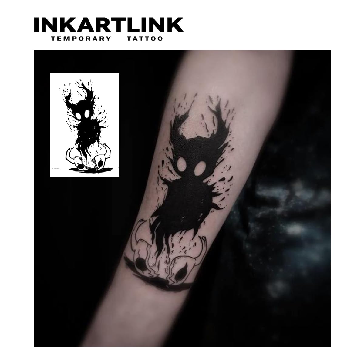INKARTLINK Tattoo Tech, 2 Sheets Medium Semi Permanent Tattoo, Adult Art Design Temporary Tattoos, Lasts 1-2 Weeks, Waterproof, Realistic Look, No Adhesive, No Reflection (Demon Unsheathed)