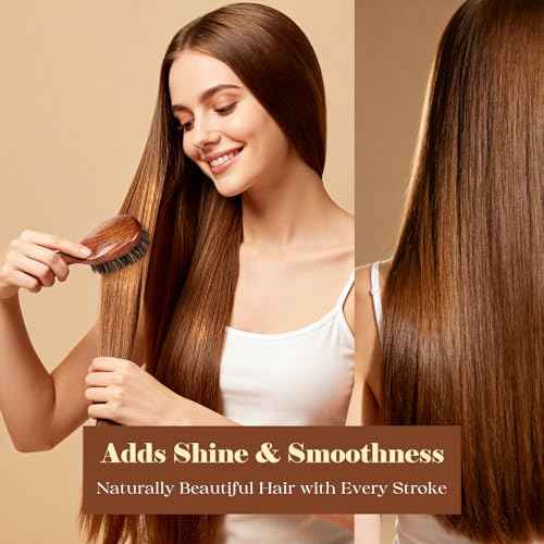 Boar Bristle Hair Brush Since 1965 British Craftsmanship, Handmade Natural Wooden Mini Hairbrush/Beard Brush, Pure Soft Bristles Gentle Detangling Women Men Kids Thin Fine Hair, Smooth & Shine