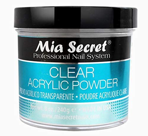 MIA SECRET Acrylic Powder Set - Clear & Pink 8 oz | Professional Nail Art Supplies