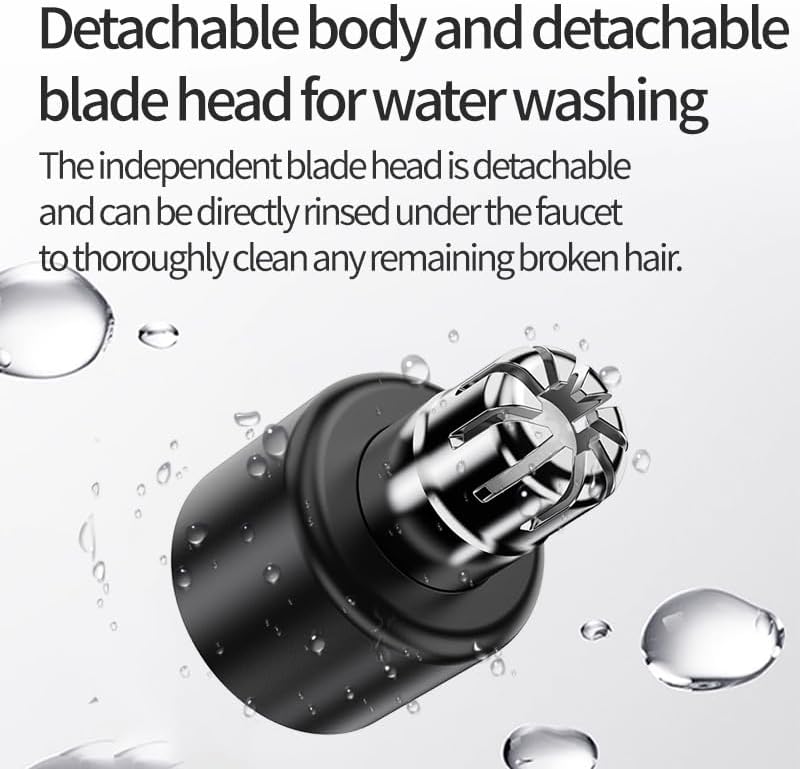Nose Hair Trimmer - USB-C Rechargeable, Pain-Free & Low-Noise | Travel-Sized, Detachable Head