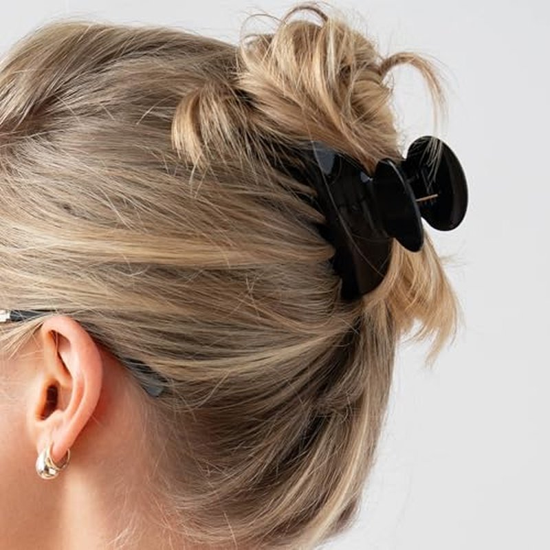 Black Hair Clip for Women, Small Couture Claw Clip by France Luxe, Strong Hold, Lightweight Feel, Damage-Free Design, Perfect for Half-Up Hairstyles