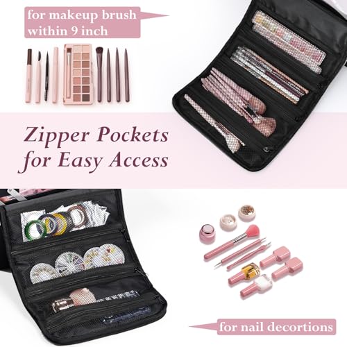 Large Travel Makeup Train Case, Big Makeup Bag Organizer Makeup Box,4 Tier Professional Cosmetic Storage Cases for Nail Tech Tattoo Storage Bag for Equipment and Supplies with luggage Sleeve