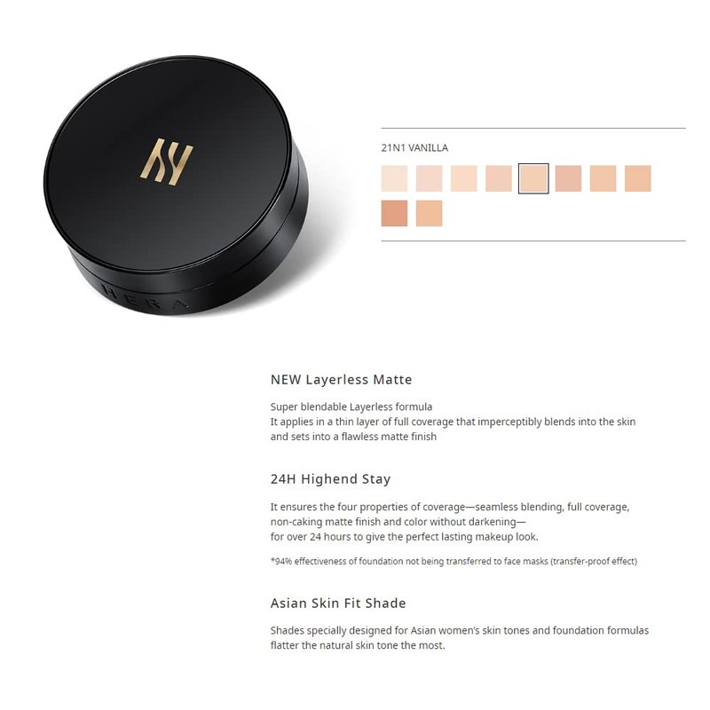 Black Cushion Foundation - 15g Refill #21N1 Vanilla | Lightweight & Flawless Finish