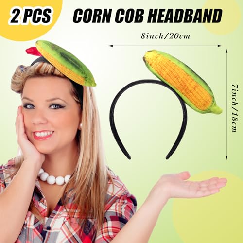 Hoteam 2 Pcs Corn Cob Headband Costume Fall Thanksgiving Holiday Headband for Women Skincare Spa Face Washing Hairband Christmas Corn Costume Masquerade Party