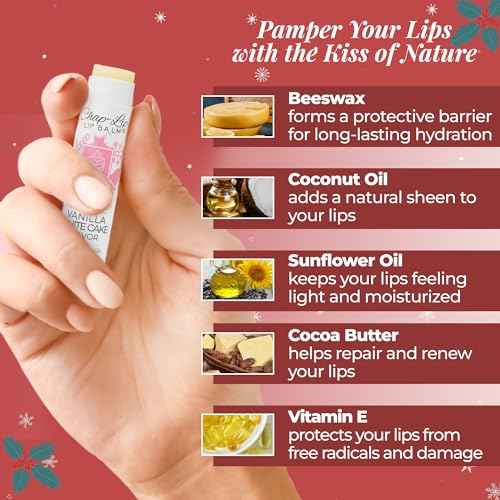 100% Natural Lip Balm Set - Beeswax Natural Christmas Gifts for Her - Ideal Gift for Women - Lip Moisturizer for Dry Lips, Cocoa Butter - Petroleum Free Pack of 24