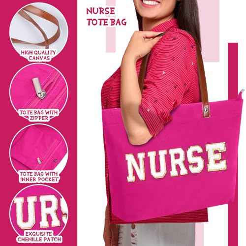 2 Pcs Tote Bag Gift for Teacher Nurse Dance Preppy Makeup Bag Cosmetic Women Chenille Letter School party