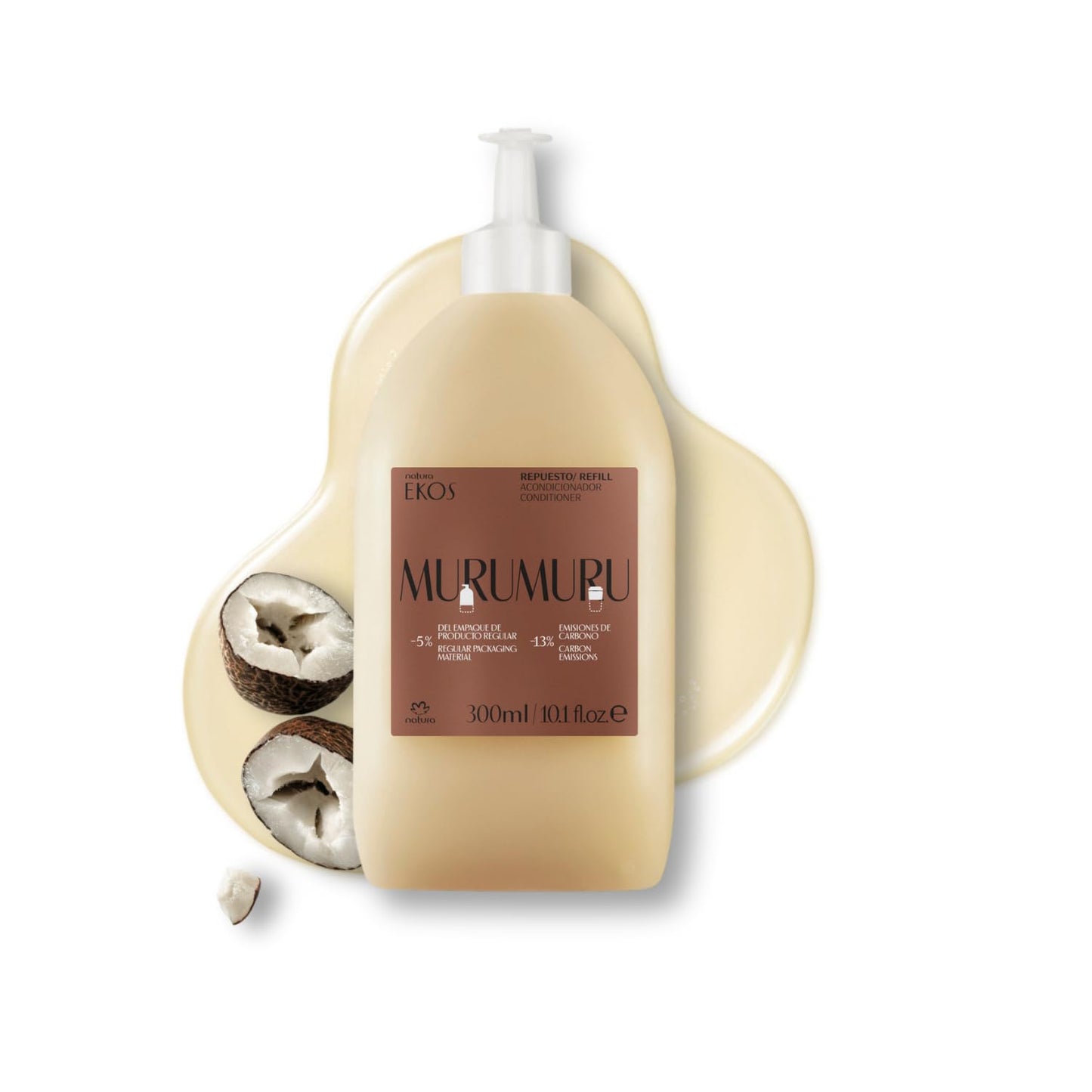 natura - Ekos Murumuru Restoring Conditioner Refill - Anti-Damage - Hair Detangler & Moisturizer - Vegan Hair Care - Brazilian Beauty Secrets - Personal & Self Care - 10.1 fl oz (300ml)