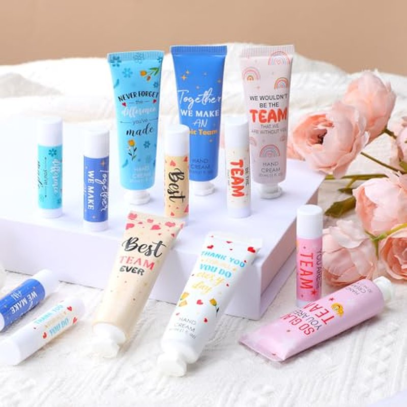 48set/192pcs Best Team Ever Gifts Christmas Bulk Gifts for Coworkers Women Employee Appreciation Gift Christmas Party Favors Xmas Stocking Stuffers Items Travel Hand Lotion and Lip Balm Set