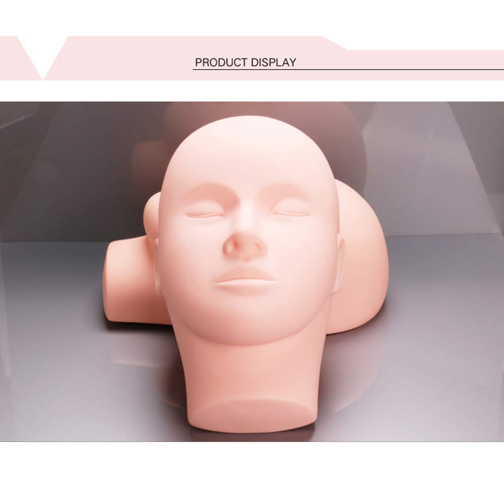 Yephets Pro Training Mannequin Flat Head Practice Make Up Eye Lashes Eyelash Extensions,Practice Training Head Manikin Cosmetology Mannequin Doll Face Head-2 Pack