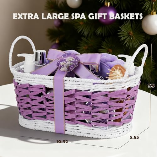 24-Piece Luxury Body Gift Set for Women, Spa Gift Basket Set, Lavender Home Spa Gifts for Women With Face Rollar tool, Bubble Bath, Facial Care, Bomb, Oil, Facial Skin Care gift set for Mother Her
