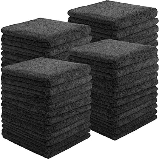 26 Pack Salon Towel Bulk Black Microfiber Hair Drying Towels Bleach Proof Microfiber Lint Free Absorbent Hand Towels Set for Home Hotel Bath Salon Spa Gym, 16 x 27 Inches