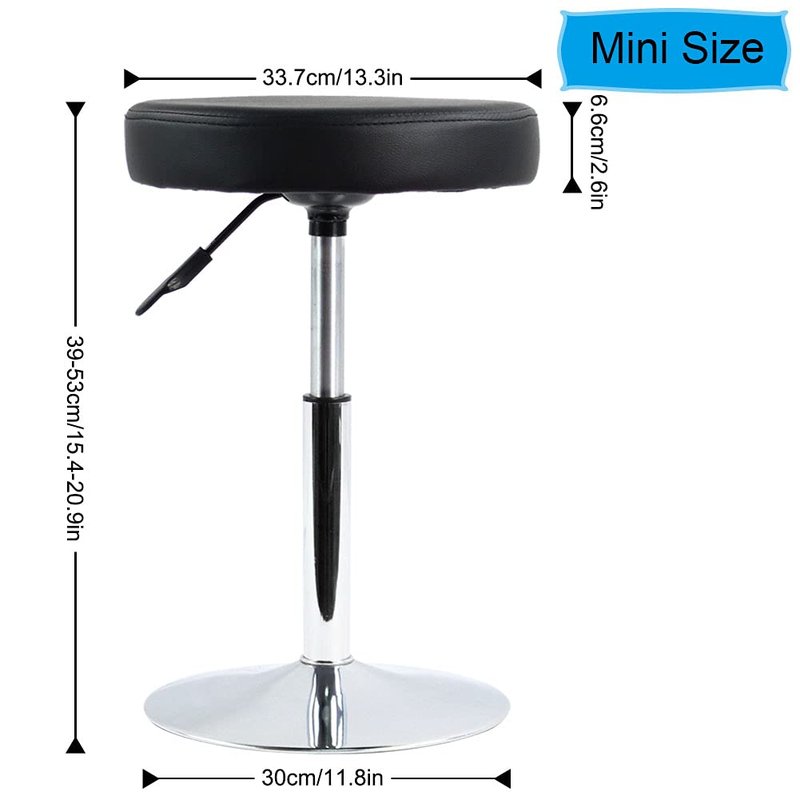 FURWOO Black Short Shop Stool - Height Adjustable Swivel Chair Stool for Office,SPA,Salon,Manicure and Tattoo Stations Small