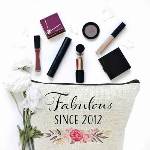 13rd Birthday Gifts for Girls, Sweet 13 Year Old Gift Makeup Bag, 13 Birthday Gift Makeup Bags for Her, Sister, Daughter, Niece, Granddaughter, Teen Girl Gifts Cosmetic Bag, Fabulous Since 2012