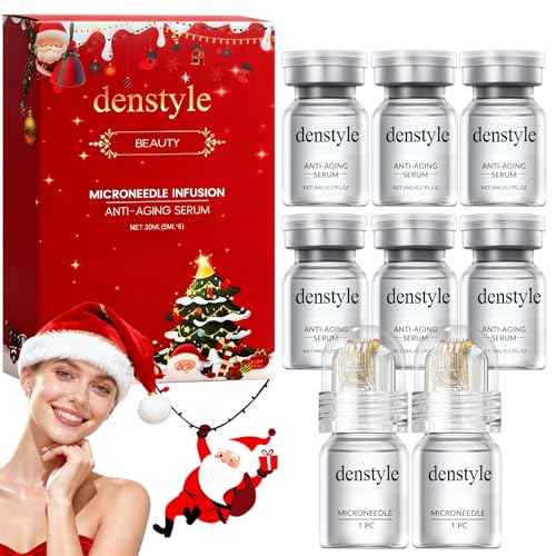 Micro Infusion System for Face - Microneedling Kit with Hyaluronic Acid & Collagen for Home Use - Moisturizing & Anti-Wrinkle Serum for All Skin Types,Christmas Gifts for Women- 2 Roller + 6 Serums