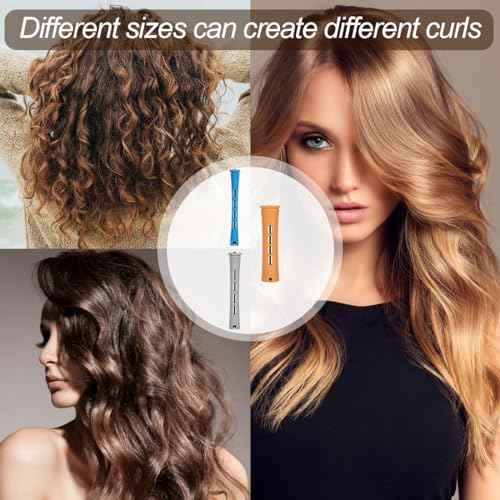 108 Pieces Hair Perm Rods Set, 3 Sizes Cold Wave Rods Hair Rollers Heatless Perming Rods Set with Pintail Comb or Long & Short Hair DIY Different Hairdressing Styling Tool