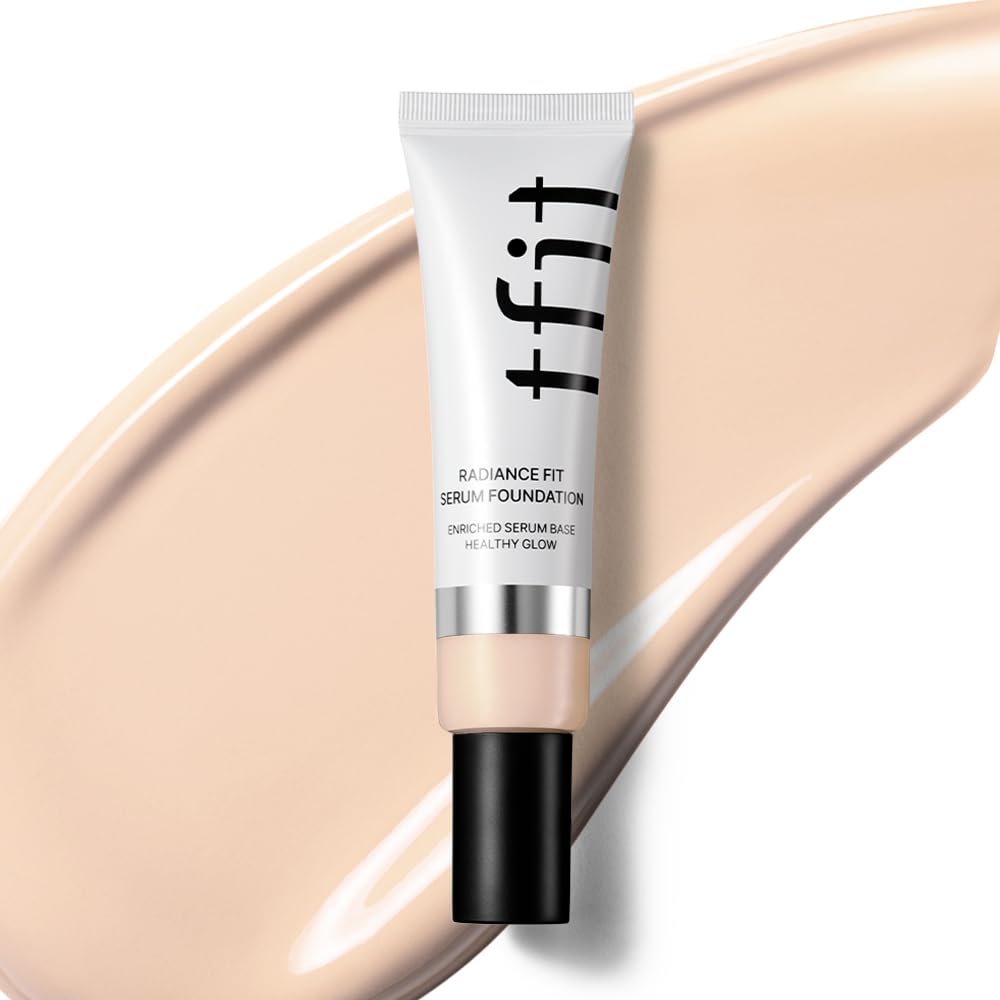 TFIT Hydrating Serum Foundation for Dry Skin – Lightweight, Moisturizing Coverage with Natural Glow & Pore‑Blurring Finish. (C01 Porcelain, 1.05 Oz.)