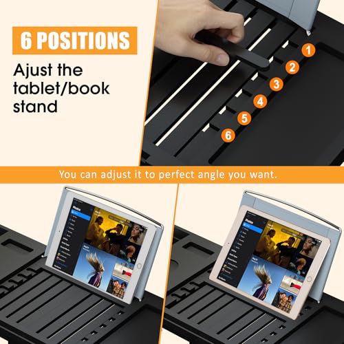 Luxury Bathtub Caddy Tray for Tub - Foldable Bamboo Bath Table Tray with Book and Wine Glass Holder, Expandable Bathroom Accessories for Spa or Reading Lite Style,Black