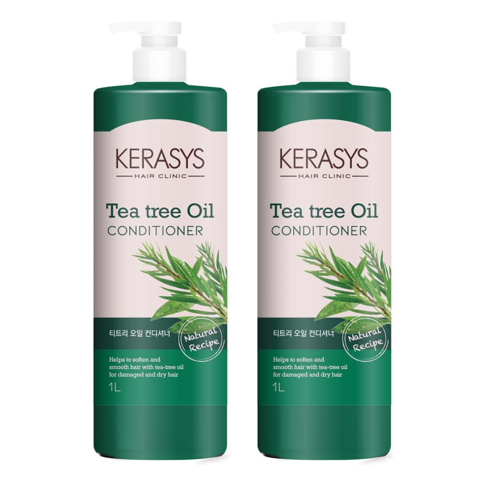 Kerasys Tea Tree Oil Conditioner - Nourishing Hair Treatment | 33.8 fl oz (1L) - 2-Pack
