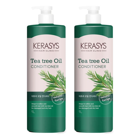 Kerasys Tea Tree Oil Conditioner - Nourishing Hair Treatment | 33.8 fl oz (1L) - 2-Pack