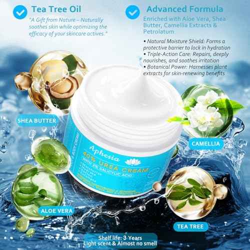 Urea Cream 40 Percent For Feet Maximum Strength - plus Salicylic Acid 2% Foot Cream For Dry Cracked Heels Feet Knees - Dead Skin Cuticle Callus Remover Toenail Softener - Lightly Camellia Scent