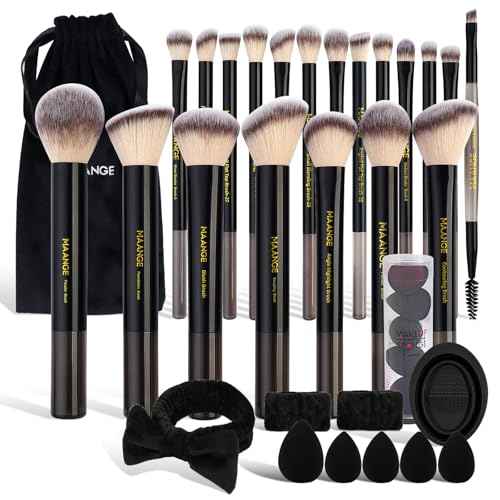 MAANGE Makeup Brushes 30 Pcs Makeup Kit, Multi-functional Makeup Tool Set with 20 Pcs Makeup Brush Foundation Brush Make up Brushes Set with Bag,Black