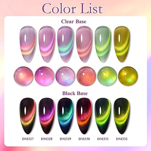 MTSSII Cat Eye Gel Nail Polish Glass Series Magnetic Nail Gel Rainbow Jelly Cateye Pink Purple Translucent UV/LED Nail Polish Nail Art Gifts Set for Women