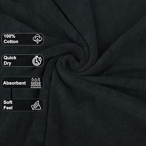 GOLD TEXTILES 100% Cotton Washcloth - 12 Pack | 13x13 inches | Grey - Ultra Soft, Highly Absorbent, Long Lasting and Quick Drying - Hotel & Spa Collection Cool Feel Fingertip Towels (12, Grey)