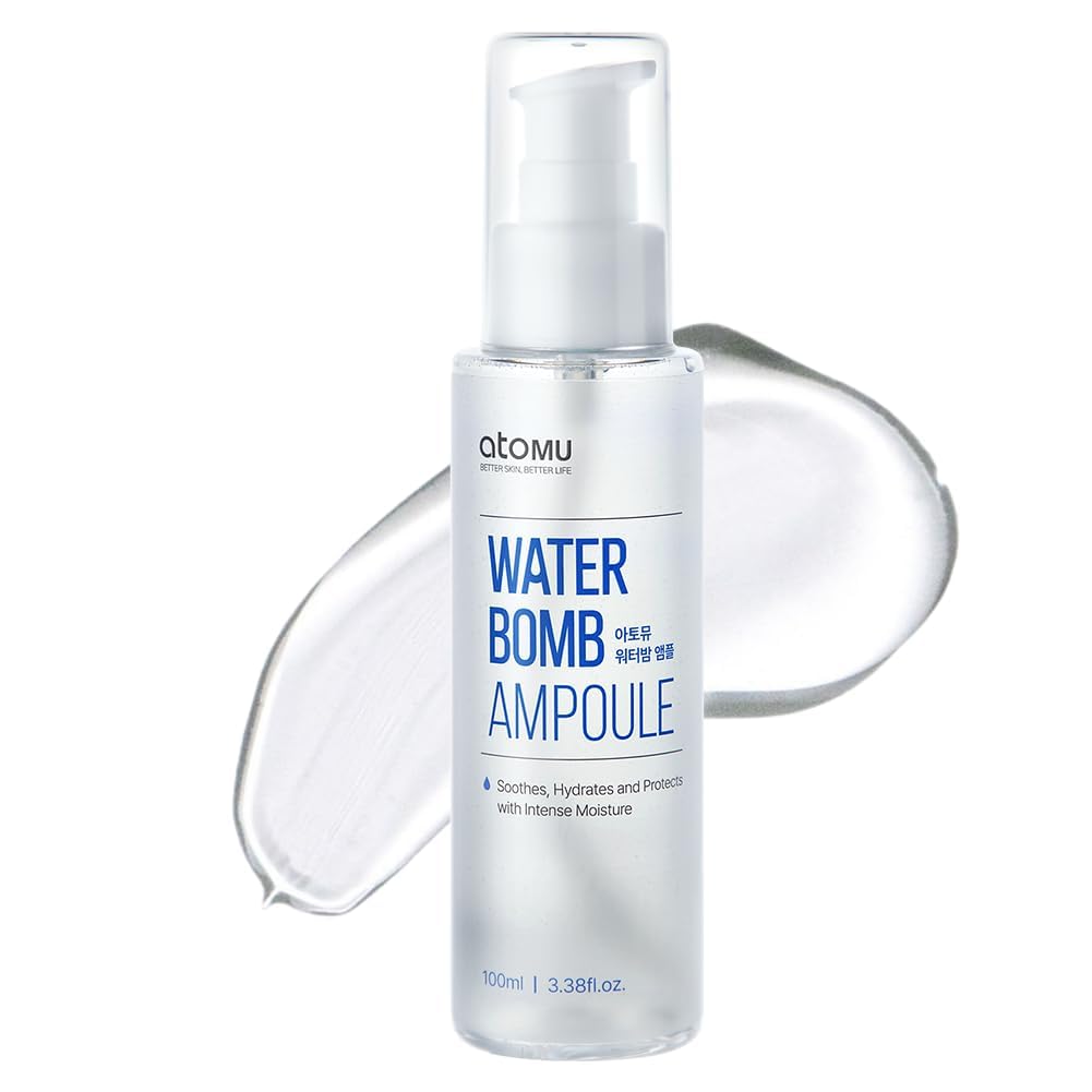 Atomu Waterbomb Ampoule, Moisturizing Soothing Face Serum for Wrinkle Improvement, Hydration Boost, Korean Skin Care (3.38fl.oz.)