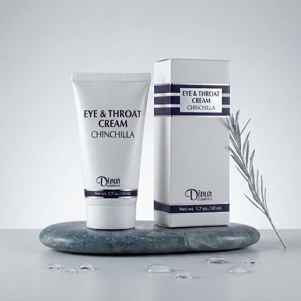 Dinur Cosmetics Chinchilla Eye & Throat Cream Reduces Fine Lines Wrinkles Puffy Eyes & Under Eye Dark Circles Penetrates Delicate Skin for Men & Women 1.7 oz. 50 ml
