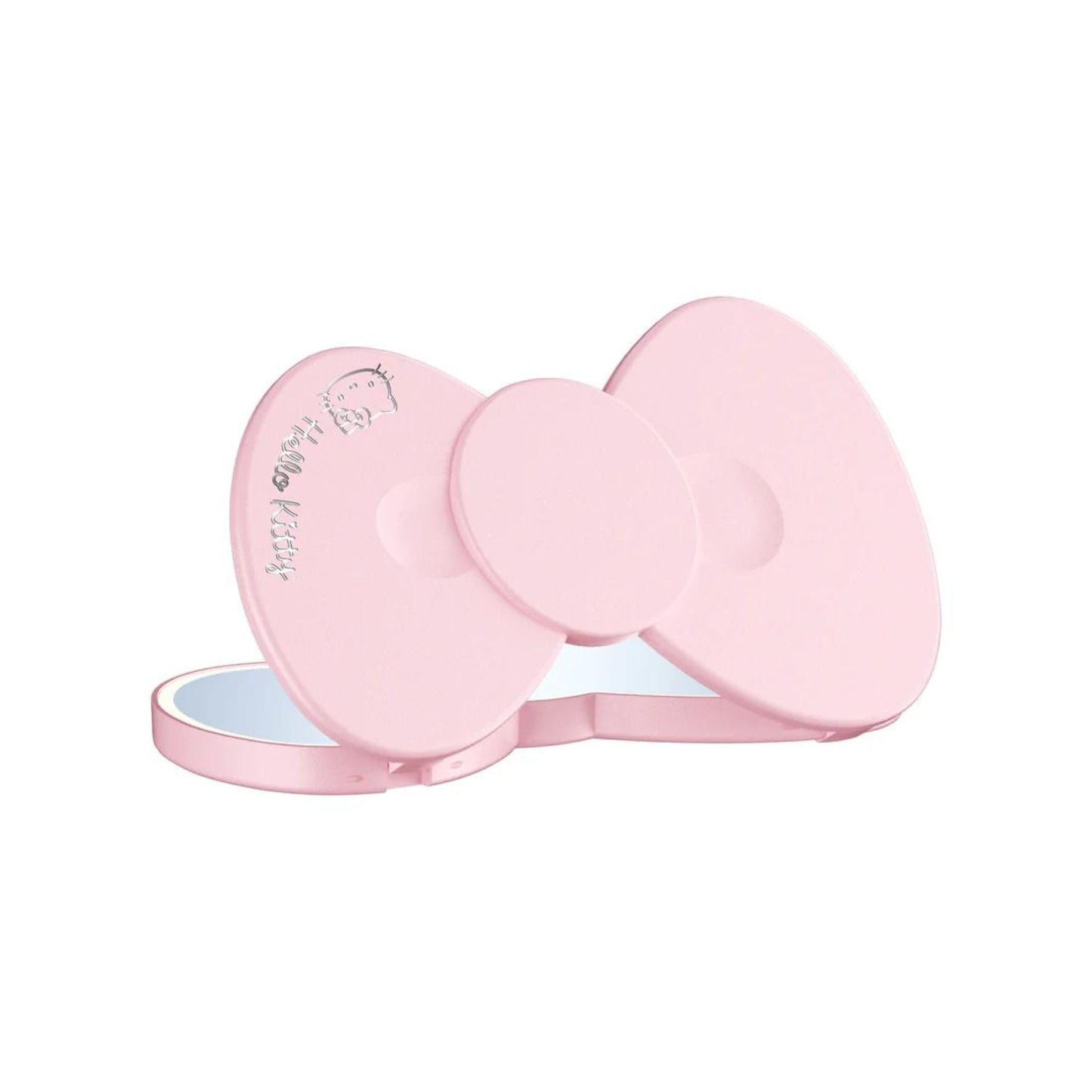 Impressions Vanity Hello Kitty Bow LED Compact Mirror, Double Sided Cute Travel Makeup Mirror, Soft Touch Button with Slide Down Auto Shut Off (Small)