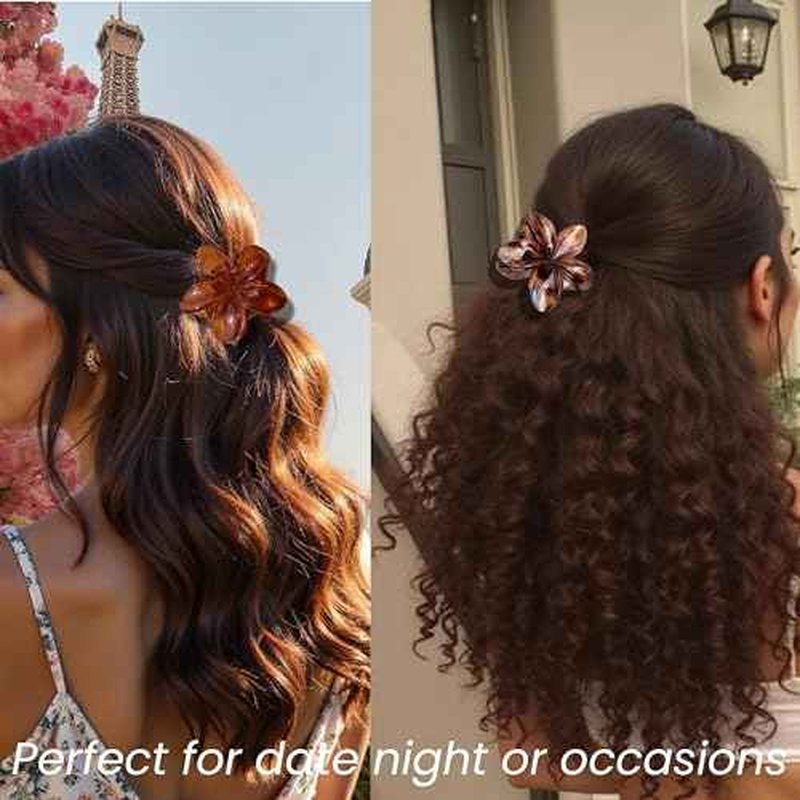 Flower Hair Clips for Women and Girls Thick to Thin Hair Large Cute Claw Clips Decorative Plumeria Hair Accessories Nonslip Aesthetic Glossy Netural