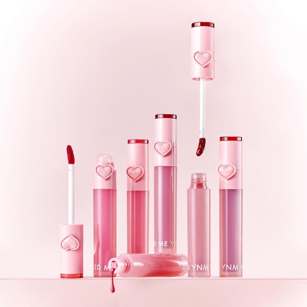 YNM Heart Jelling Tint, CHESTNUT JELLING, Silicone Lip Brush Included, K-Beauty, Non-Sticky, Moisturizing, Smudge-Proof, Korean Lip Tint, Long-Lasting, Vivid Color, 0.09 oz