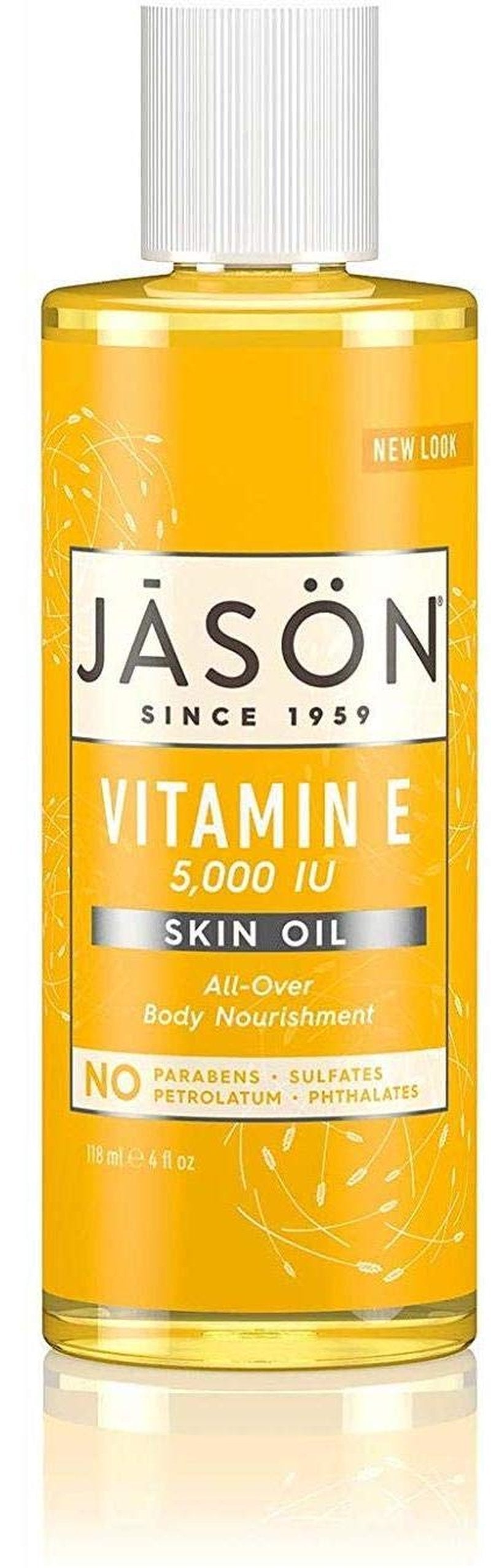 Jason Naturals Vitamin E 5000 IU Skin Oil (Pack of 2) with Sunflower Oil, Safflower, Rice, Avocado, Sweet Almond, Apricot and Wheat, 4 oz. Each