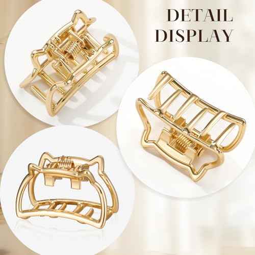 CWJCYTNSN Small Metal Hair Clips, Gold Mini Hair Claw Clips for Thin Thick Hair, Cute Tiny Hair Clips, Strong Hold NonSlip Flower Hair Jaw Clamps for Women Girls