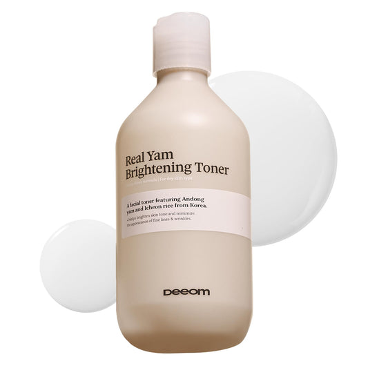 DEEOM Real Yam Brightening Toner, Hydrating Milky Toner for Face with Rice Water, Yam Extract & Niacinamide, Korean Moisturizing Facial Toner, Alcohol Free, Glow Enhancing, 300ml