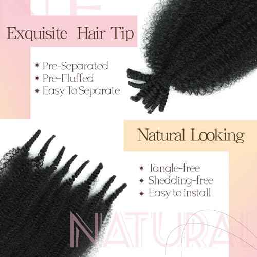 Spring Afro Twist Hair, 20 Inch Springy Marley Twist Braiding Hair Pre-Separated 6 Packs Spring Twist Afro Kinkys Bulk Hair for Soft Locs Crochet Hair Extensions for Black Women (1B, 20inch)