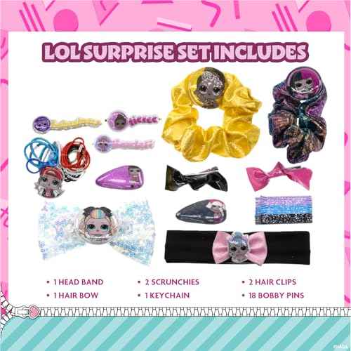 L.O.L. Surprise! Train Case Cosmetic Makeup Set Includes Lip Gloss, Eye Shimmer, Nail Polish, Hair Accessories & More, Perfect for Parties, Sleepovers & Makeovers, Ages 5+, by Townley Girl
