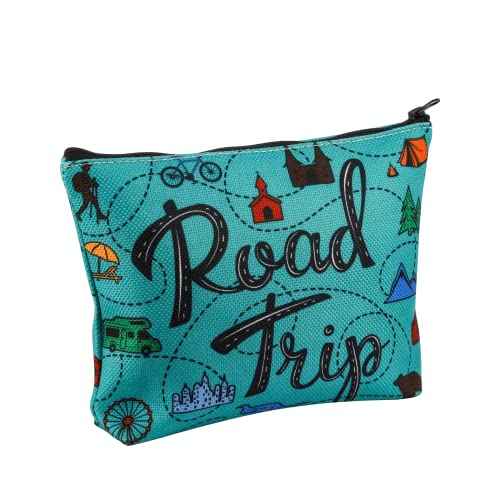 Travel Lover Gift Road Trip Camping Gift Travelling Hiking Lover Zipper Pouch Makeup Bag (Road Trip)