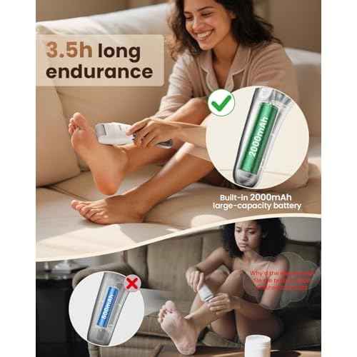 Electric Callus Remover for Feet - 2-Speed Rechargeable Pedicure Kit with 3 Rollers, IPX4 Waterproof Foot Scrubber & Digital Display | Professional Dead Skin & Callus Remover for Women/Men